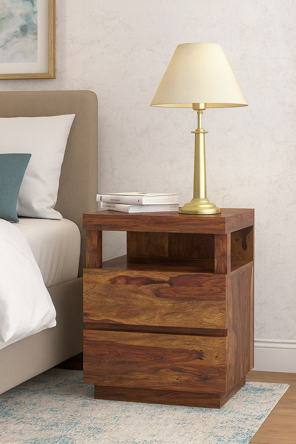 Two drawer bed side table