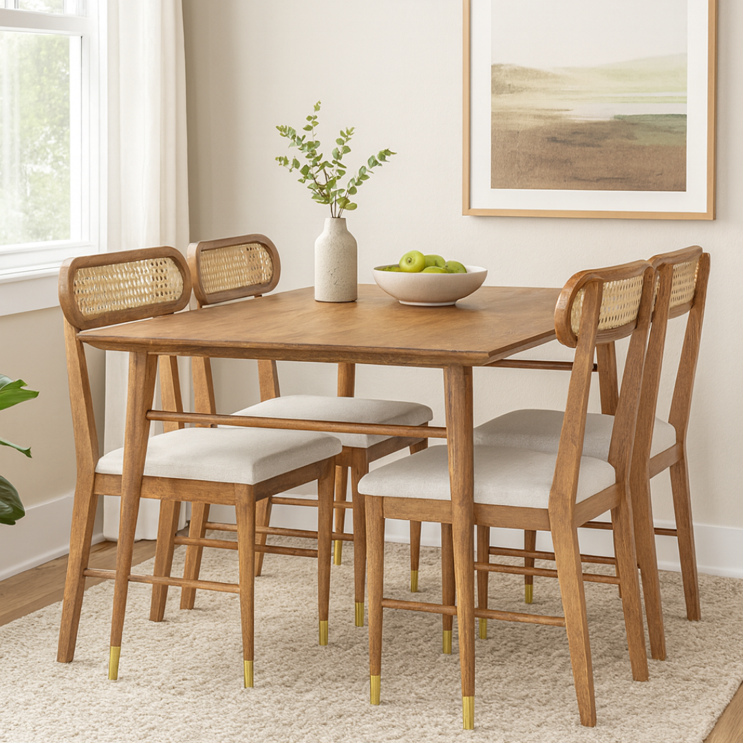 Oaklyn Cane 4-Seater Dining Table