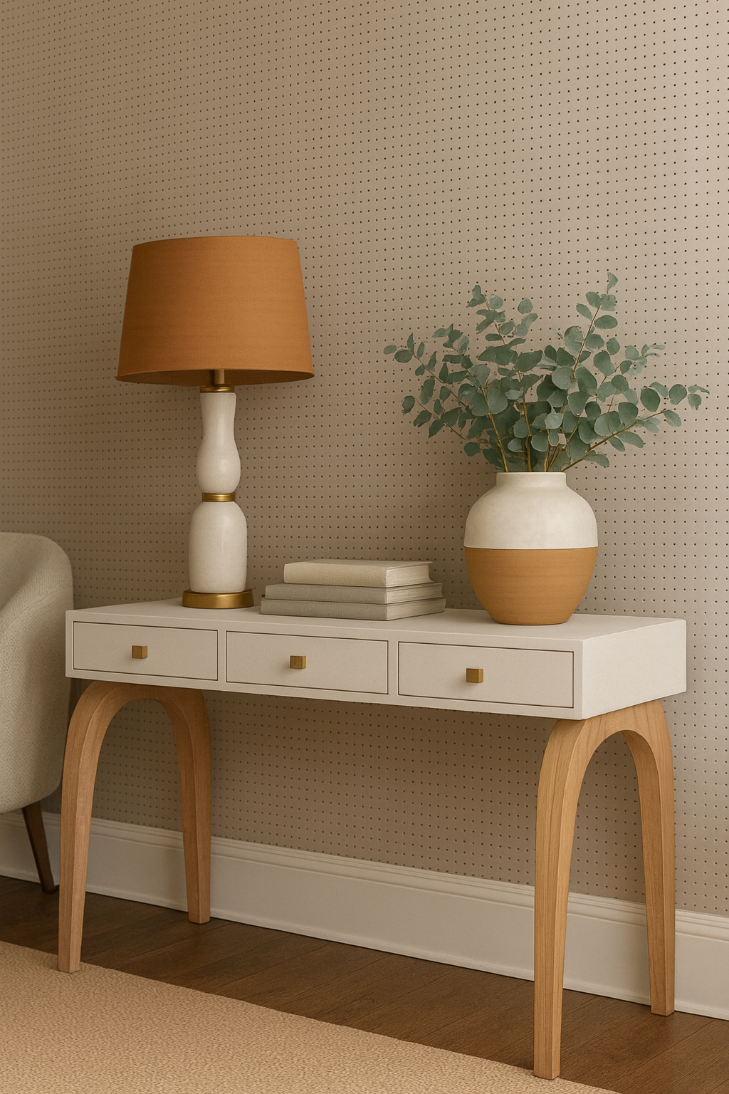 White Arc Console Table